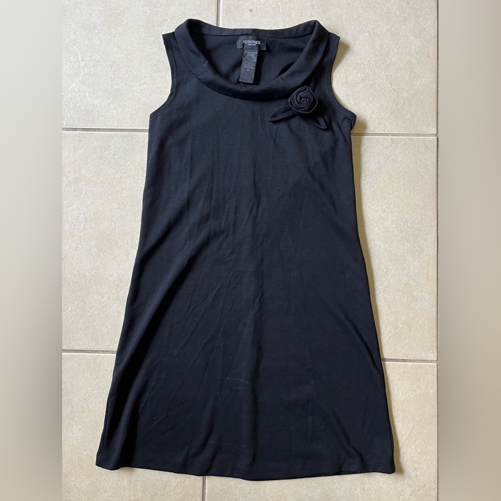 ALYN PAIGE NY Dress Sz S Black  A-line Roll Collar A-Knee Poly Blend Sleeveless